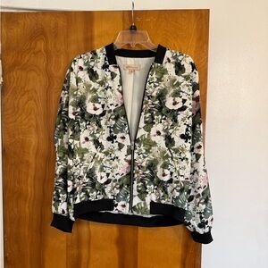 Philosophy Floral Bomber Jacket in Green & Cream